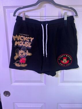 Mickey Mouse Black Lounge shorts with White Drawstring